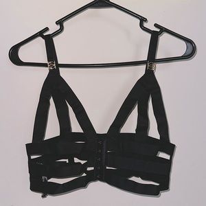 Victoria’s Secret Black strappy bralette with adjustable straps and front clamps